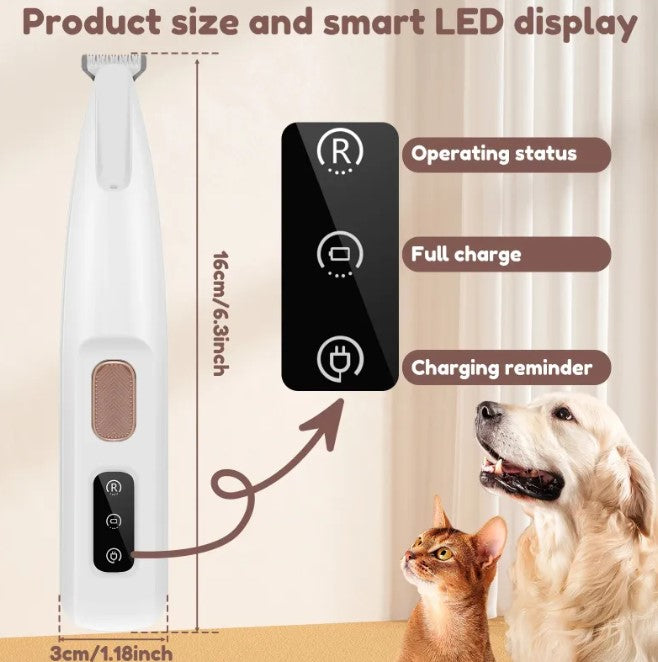 Pet Paw Trimmer with LED Light – Safe, Quiet Nail Grinder for Dogs & Cats